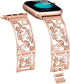 Floral Band Compatible with Apple Watch Jewelry Band 38mm 40mm 41mm 42mm iWatch Bands Series 10 9 8 7 SE,Bling Crystal Bracelet Hollow Metal Strap...
