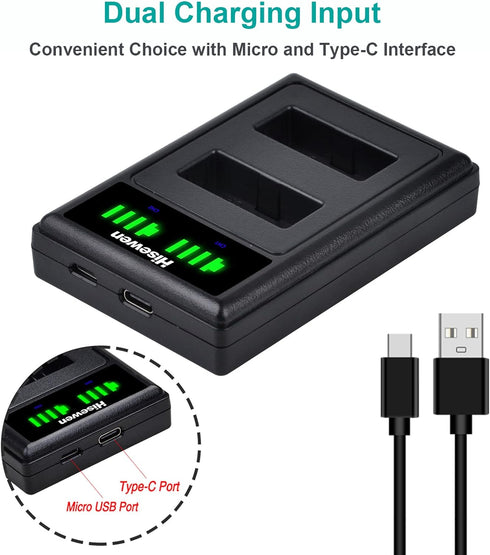 Hisewen LP-E12 Battery 2Pack, Dual USB Charger for Canon EOS M, EOS M2, EOS M10, EOS M50, EOS M50 Mark II, EOS M100, EOS M200, Rebel SL1, Powersho...