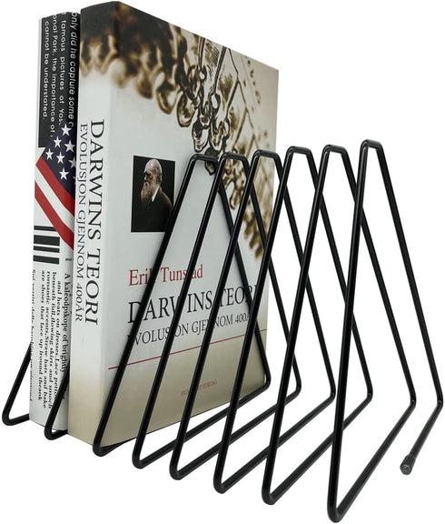 Book Organizer Magazine Holder, Desktop File Sorter Organizer Bookshelf Bookends Book End, Telescopic Bookend 7 Section (Black)...