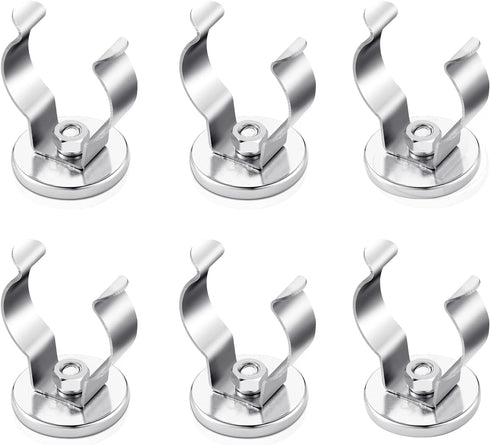LEIFIDE Magnetic Hook Round Base Magnet Fastener with Steel Clip Chrome Plate Magnetic Tool Holder Heavy Duty Magnetic Holder for Indoor Outdoor H...