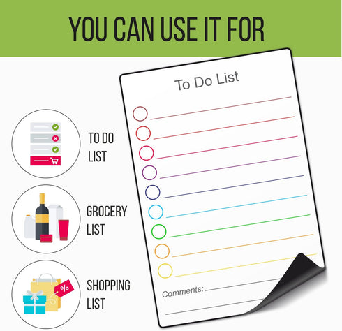 Dry Erase Small Magnetic to Do List White Board for Fridge A5 - Lined Dry Erase Todo List for Refrigerator - Daily Magnetic Planner - Mini Whitebo...