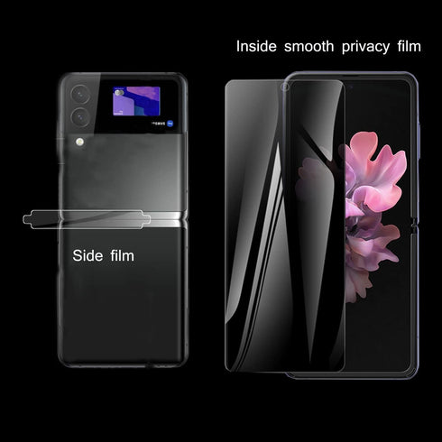 3 Pack Designed for Z Flip 3 Privacy Screen Protector,Anti-Peep 1PCS Outside Screen Protector+1PCS Inside Screen Protector+1PCS Side Protector Fil...