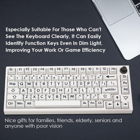 OLizee® 125 Keys Large Print Keycaps PBT Keycaps Full Set Oversized Print Letters Cherry Profile Keycap Set Gaming Keyboard Keycaps for Poor Eyesi...