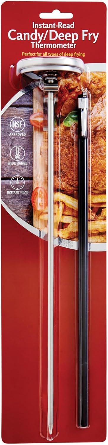 HIC Kitchen Roasting Deep Fry Candy Jelly Thermometer, Large Easy-Read Face, Stainless Steel Stem with Protective Sheath...
