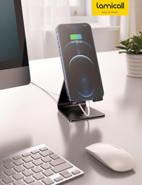 Lamicall Adjustable Cell Phone Stand, Desk Phone Holder, Cradle, Dock, Compatible with iPhone 15, 14, Plus, Pro, Pro Max, 13 12 X XS,4-8" Phones, ...