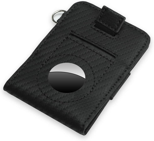 Hayvenhurst AirTag Wallet Holder - Minimalist Slim Front Pocket Wallet - Air Tag Genuine Leather Cash Credit Card Sleeve Wallet GPS Tracker (Black...