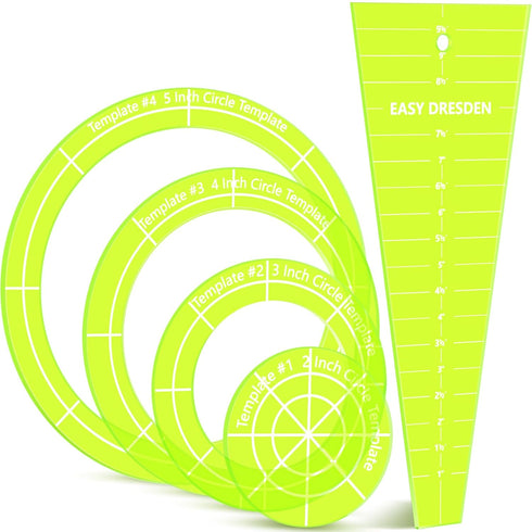 5 Pcs Acrylic Quilting Template Ruler Dresden Plate Template for Quilting 10 Inch Quilt Rulers for Quilting Quilt Ruler Set for Blanket Making Clo...