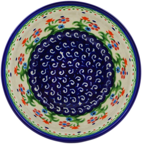 Authentic Polish Pottery Bowl 5-inch in Spring Flowers Design Handmade in Boles?awiec Poland by Ceramika Bona + Certificate of Authenticity...