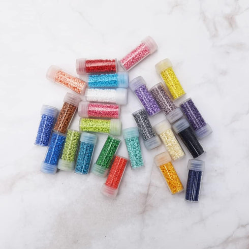 INSPIRELLE Uniform 120 Gram 12/0 (2mm) Cylinder Glass Seed Beads for Craft Jewelry Making, 24 Opaque Painted Colors...