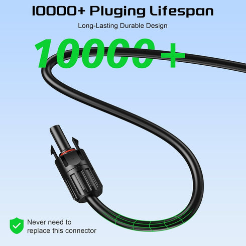 30A Y-Branch Solar Connectors 4.3FT 12AWG Extension Cable, Solar Cable Parallel Adaptor Solar Panel Wire in Pair with Female and Male Connectors f...