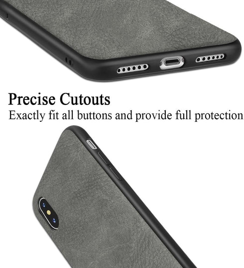 SALAWAT for iPhone Xs Case Slim Shock Proof Phone Cover Lightweight Premium PU Leather TPU Bumper PC Protection for iPhone X 5.8 inch (Gray)...