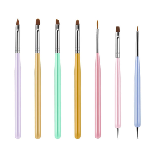 Qianyu 8 Pcs Gel Nail Art Brush Set Acrylic Nail Painting Sculpting Brush for Salon at Home DIY Manicure with Tips Builder Dotting Carving Pen and...