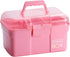 Kinsorcai 11'' Plastic Storage Box with Removable Tray, Multipurpose Organizer and Storage Case for Art Craft and Cosmetic (Pink)...