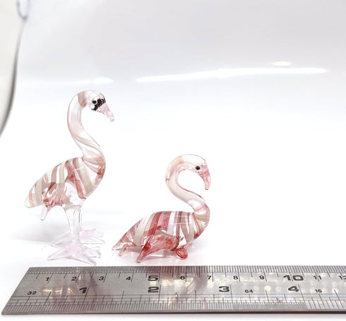 Flamingo Miniature Figurines Animals Hand Painted Blown Glass Art Bird Collectible Gift Decorate (2 Red White)...