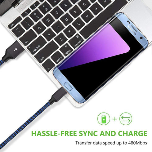 Micro USB Cable, 3Pack 10FT Android Charger Cable Long Nylon Braided Sync and Fast Charging Cord Compatible with Samsung Galaxy S7 S6 Edge, Androi...
