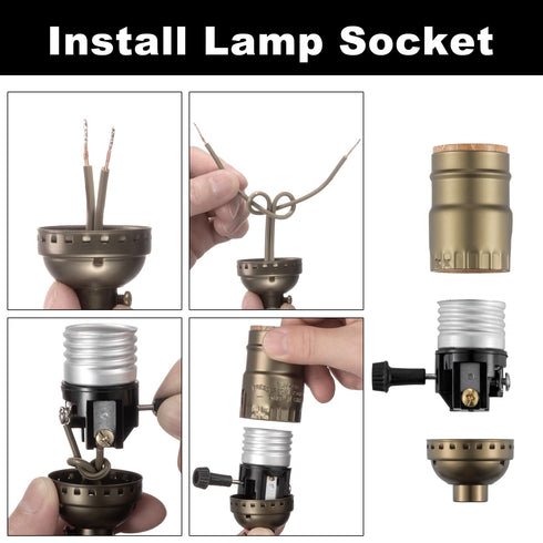 3 Way Lamp Socket Replacement, E26 Threaded Base, Turn Knob for Low-Medium-High Light Settings, Lamp Parts for Table and Floor Lamps Repair, Light...