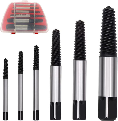 6PCs Damaged Screw Extractor Kits, Chrome-vanadium Steel Stripped Screw Extractor Broken Bolt Extractors Kit, Easy Out Damaged Bolts Remover Tool...