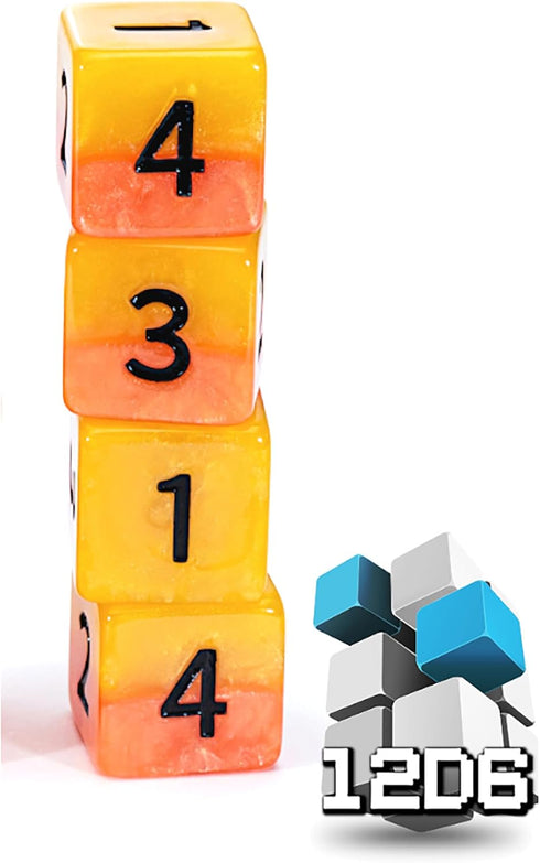 Gate Keeper Games and Dice: Halfsies Dice: Phoenix Dice - 12dc Fiery Orange & Yellow, Pearlescent Swirl, Resin Dice for Role Playing Games...