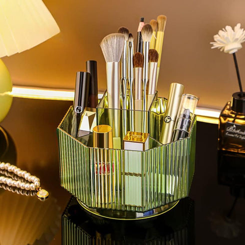 360° Rotating Makeup Brush Holder, Large Capacity Makeup Brush Organizer, 5 Slots Makeup Brushes Cup, Cosmetic Brush Storage for Vanity Bathroom C...