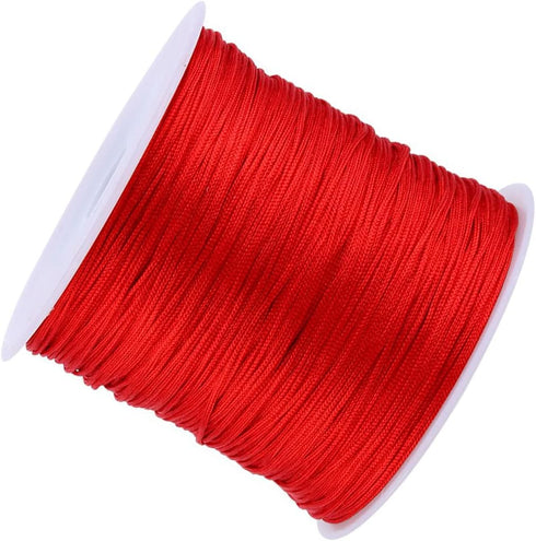 100M x 0.8mm Nylon Chinese Knot Cord Rattail Macrame Shamballa Thread String Beading Thread Chinese Knot Braided (Red)...