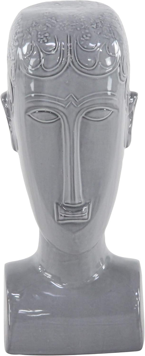 Deco 79 Ceramic People Face Sculpture, 5" x 5" x 13", Gray...