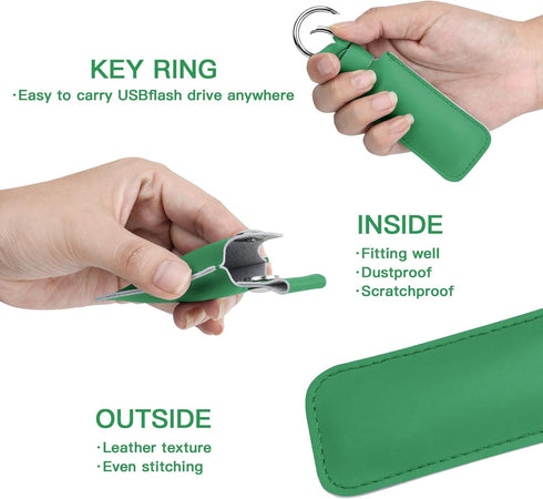 Microfiber Leather USB Flash Drive Case - Anti Lost USB Flash Drive Holder Protective Cover with Keychain, Small Portable Storage Carrying Case fo...