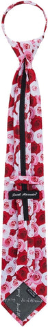Jacob Alexander Men's Assorted Floral Roses Flowers Design Pre-Tied Zipper Neck Tie - White Pink Red...
