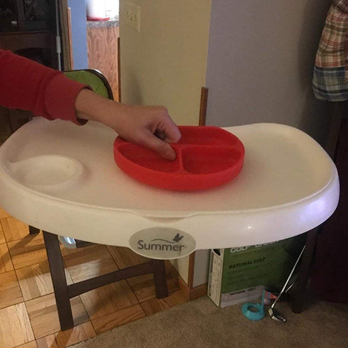 Silicone Suction Plates for Babies, Stick to High Chair Trays and Table, Divided Baby Dishes, Perfect Kids Plates, BPA FREE...