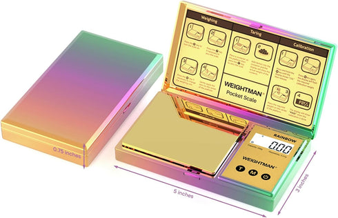 WEIGHTMAN Shiny Digital Gram Scale 200g x 0.01, Chrome Rainbow Mini Scale for Food Ounces and Grams, Iridescent Plating Pocket Scale, Small Jewelr...