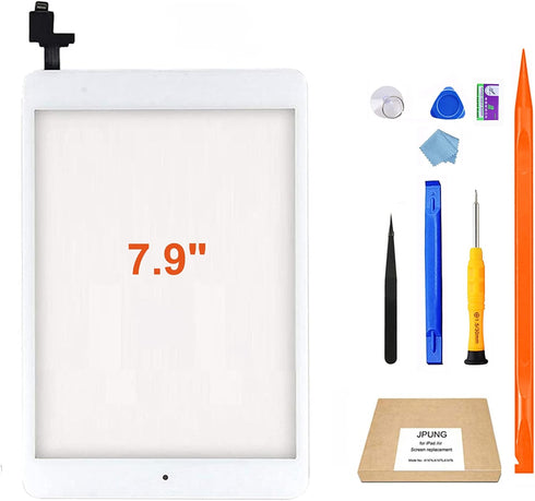 for iPad Mini 1/iPad Mini 2 Screen Replacement,A1432 A1454 A1455 A1489 A1490, Touchscreen Digitizer (White), with Home Button, Full Repair Kit...