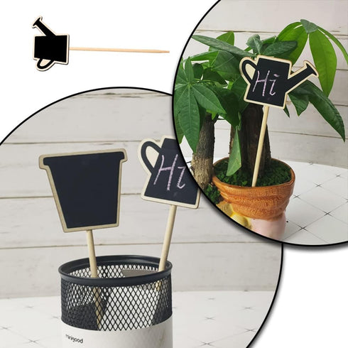 10 Pcs Wood Chalkboard Signs Mini Wooden Plant Labels Creative Black Board Plant Markers for Seed Potted Herbs Flowers Vegetables...