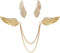 2PCS Angel Wings Tassel Chain Brooch Collar Pins,Rhinestone Metal Feather Lapel Pin, Suit Coat Breastpin for Women Men's Accessories...