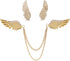 2PCS Angel Wings Tassel Chain Brooch Collar Pins,Rhinestone Metal Feather Lapel Pin, Suit Coat Breastpin for Women Men's Accessories...
