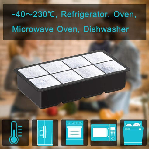 Silicone Ice Cube Tray with Lid, Make 2" Big Square Ice Cubes, Large Whiskey Ice Cube Mold, Ice Cubes Mold for Cocktails & Wine, Soups and Frozen ...