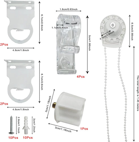 2 Set Roller Shade Accessory Set, Roller Blinds Connector Shades Clutch for 1.1"(28mm) Tube Fitting Parts Repair Kit Complete with Child Safty P-C...