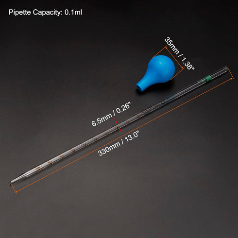 PATIKIL Graduated Dropper Pipettes Kit, 2pcs 0.1ml Borosilicate Glass Pipette with Rubber Cap for Transfer Liquid for Lab, Chemistry, Clear...