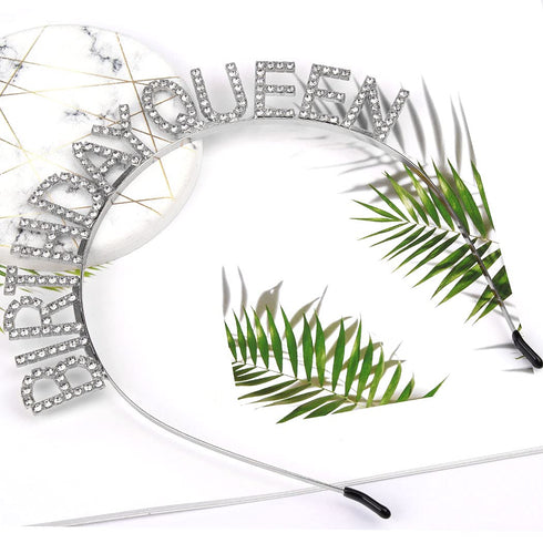 AOPRIE Birthday Crown - Silver Tiara for Girls & Women - Princess Crown Rhinestone Headband - Happy Birthday Accessory...