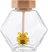 Hexagon Shape Honey Pot Jar with Dipper Heat-Resistant Glass Storage Container Honey Pot Glass Honey Jar with Dipper and Lid Cover for Home Kitche...
