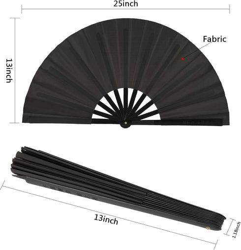 Maitys 2 Pcs Large Clap Fans for Line Dancing 13 Inches Folding Hand Rave Fan Nylon Cloth Foldable for Line Dancing Festival Craft Dance Decoratio...