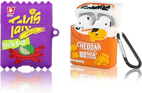 2 Pack for Airpod 2/1 Case, Takis Potato Chips & Goldfish Cookie Airpods Cover, Candy Cute Fun Fashion Food Skin Protective Cover Accessories Soft...