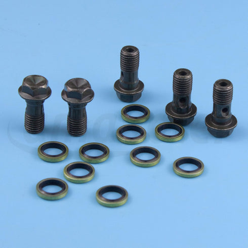 Banjo Bolts Brake Fitting Adapter M10x1.25 with M10 Copper Washers Aftermarket Replacement Parts Compatible for Brake Caliper Master Cylinder....
