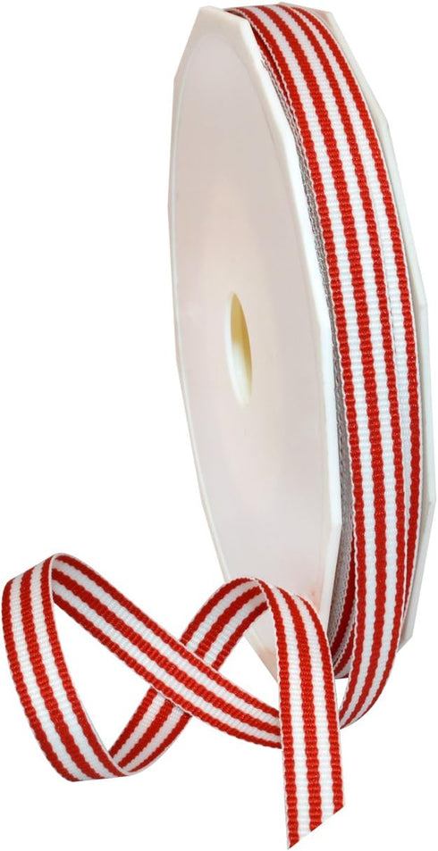 Morex Ribbon Striped Polyester Grosgrain Ribbon, Party Decorations, Gift Wrapping, Fun Patterns, 3/8" by 20 yd., Red...