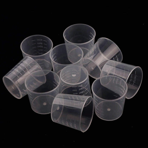 100 Pack 1oz/30ml Plastic Graduated Cups Transparent Scale Cups with 50 Pack Wooden Stirring Sticks for Mixing Paint, Stain, Epoxy, Resin...