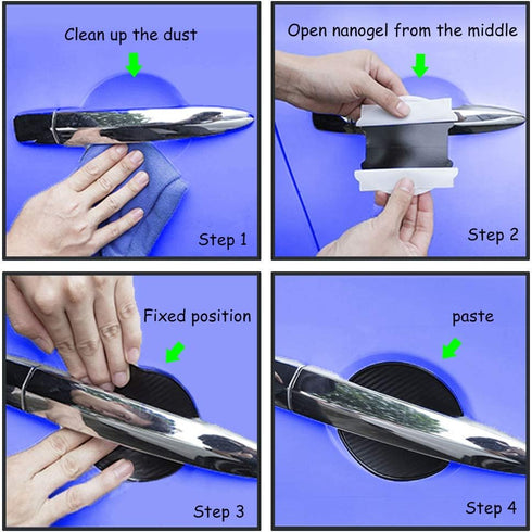4Pcs TPU Carbon Fiber Like Car Door Handle Cup Protective Sticker Auto Door Paint Guard Car Door Cup Scratch Protection Films Universal Door Handl...