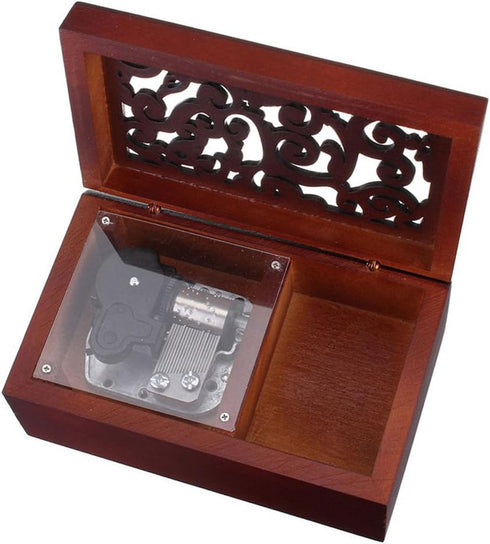FnLy Antique Engraved Wooden Wind-Up Musical Box,Love Story Musical Box,with Silver-Plating Movement in,Rectangle...