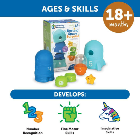 Learning Resources Nesting Space Surprise, Preschool Learning Activities, Fine Motor Skills for Ages 18 Months+, Montessori Preschool Toys, Space ...
