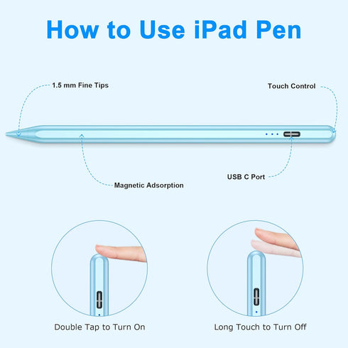 Stylus Pens for iPad 10th 9th Generation with Palm Rejection, Fast Charging Apple Pencil 2nd Generation Compatible with iPad Pro 11'', iPad Pro 12...