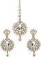 Rhinestone Round Drop Indian Earrings With HeadPiece Maang Tikka For Women...