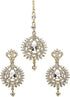 Rhinestone Round Drop Indian Earrings With HeadPiece Maang Tikka For Women...