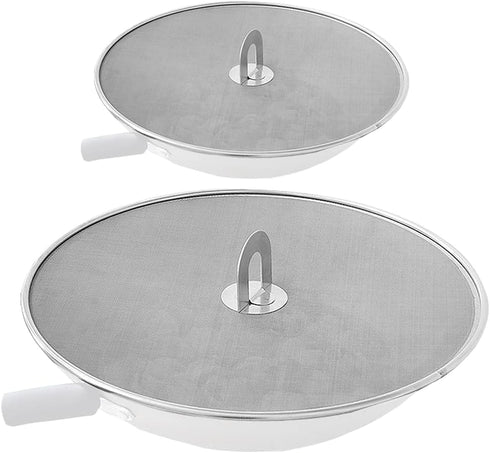 Snowyee Splatter Screen for Frying Pan, Grease Splatter Guard Stainless Steel Large 13” and Small 10” Shield (2 in 1 Set)...